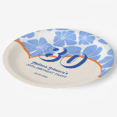 抽象芸術レトロブルーカモミールフラワー誕生日 ペーパープレート (アングル)