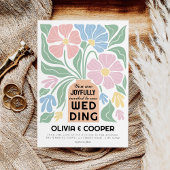 抽象芸術レトロボホシックカラフルフローラ結婚ズ 招待状