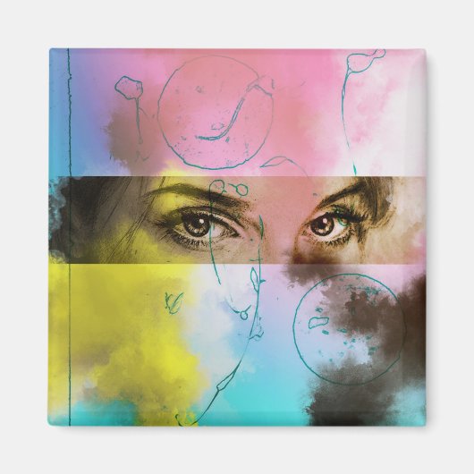 抽象芸術レトロポップ・アートのアートスクエアマグネット マグネット (正面)