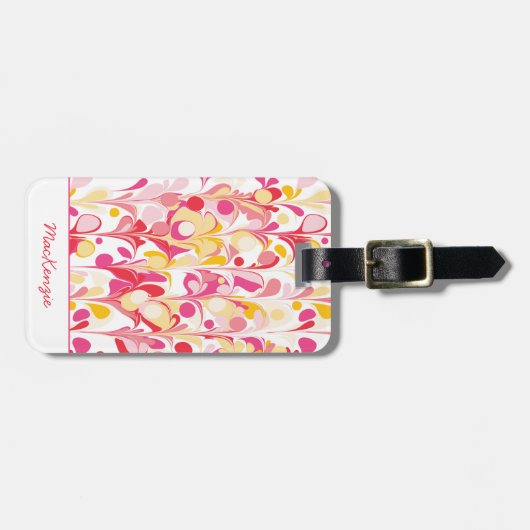 抽象芸術レトロマーブルピンクパーソナライズされた ラゲッジタグ (正面横)