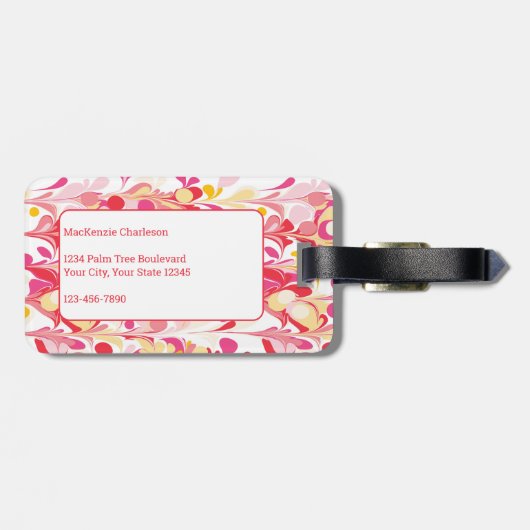 抽象芸術レトロマーブルピンクパーソナライズされた ラゲッジタグ (裏面横)