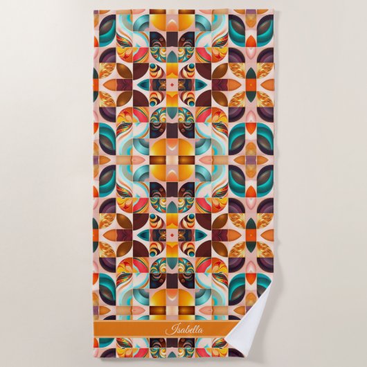 抽象芸術レトロモダンスクエアコレクション ビーチタオル (正面)