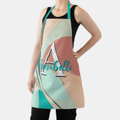 抽象芸術レトロモダンピーチラストティール（緑がかった色）モノグラム エプロン (インサイチュ)