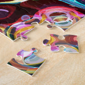 抽象芸術レトロレインボーサイケデリックラヴァ ジグソーパズル (側面)