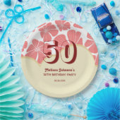 抽象芸術レトロレッドカモミールフラワー誕生日 ペーパープレート (パーティー)