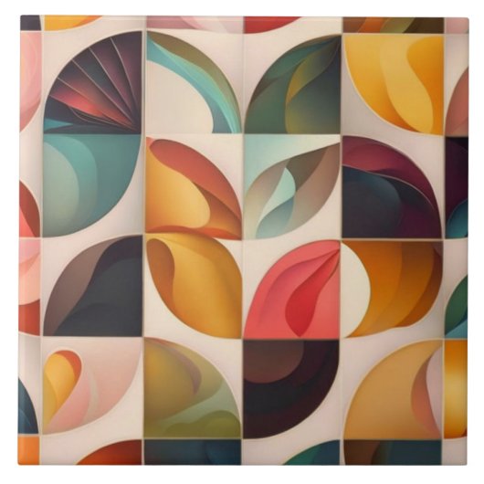 抽象芸術レトロ人気があるスクエアコレクション タイル (正面)