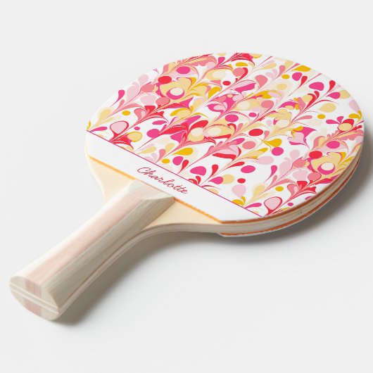抽象芸術レトロ大理石パターンピンクパーソナライズされた 卓球ラケット (正面アングル)
