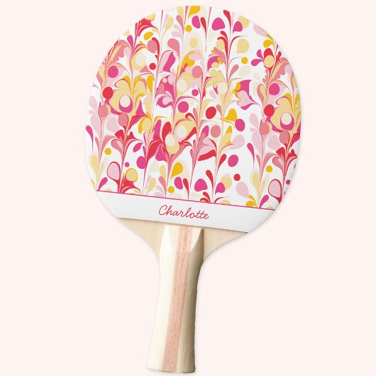 抽象芸術レトロ大理石パターンピンクパーソナライズされた 卓球ラケット