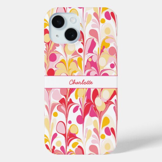 抽象芸術レトロ大理石パターンピンクパーソナライズされた Case-Mate iPhoneケース (裏面)