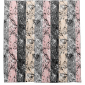 抽象芸術レトロ小さな花葉のフローラ枝 シャワーカーテン (正面)