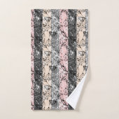 抽象芸術レトロ小さな花葉のフローラ枝 バスタオルセット (ハンドタオル)