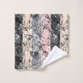 抽象芸術レトロ小さな花葉のフローラ枝 バスタオルセット (ウォッシュタオル)