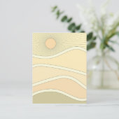 抽象芸術レトロ山夕日 ポストカード (スタンド正面)