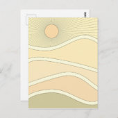 抽象芸術レトロ山夕日 ポストカード (正面/裏面)