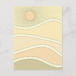 抽象芸術レトロ山夕日 ポストカード