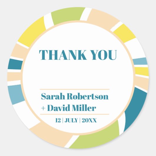 抽象芸術レトロ結婚波 ラウンドシール (正面)