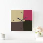 抽象芸術レトロ色の幾何学的パターン#2 スクエア壁時計 (ホーム)