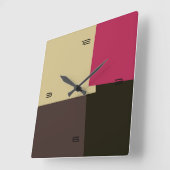 抽象芸術レトロ色の幾何学的パターン#2 スクエア壁時計 (傾斜)