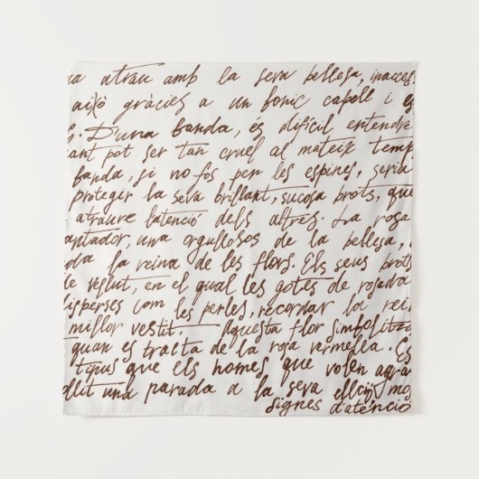 抽象芸術レトロ読み取り不能な茶色のインク書文字  タペストリー (正面)