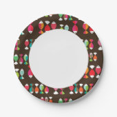 抽象芸術レトロ魚水中パターン2 ペーパープレート (正面)