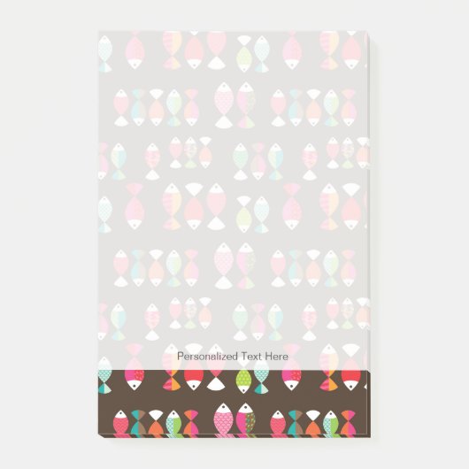 抽象芸術レトロ魚水中パターン2 ポストイット (正面)