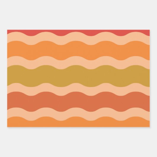 抽象芸術レトロ70年代の溝状ファンキー波 ラッピングペーパーシート (正面)