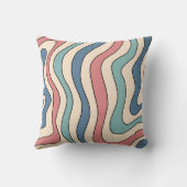 抽象芸術レトロ70s大理石ブルーレッドGroovyパターン クッション (裏面)