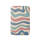 抽象芸術レトロ70s大理石ブルーレッドGroovyパターン バスマット (正面縦)