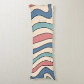 抽象芸術レトロ70s大理石ブルーレッドGroovyパターン ボディピロー (正面縦)