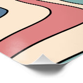 抽象芸術レトロ70s大理石ブルーレッドGroovyパターン ポスター (コーナー)