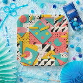 抽象芸術レトロ80s 90sテーマのパーティープレート ペーパープレート (パーティー)