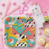 抽象芸術レトロ80s 90sテーマのパーティープレート ペーパープレート (パーティー)