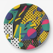 抽象芸術レトロ80s 90sテーマパーティープレート ペーパープレート (正面)