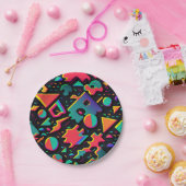 抽象芸術レトロ80s 90sテーマパーティープレート ペーパープレート (パーティー)