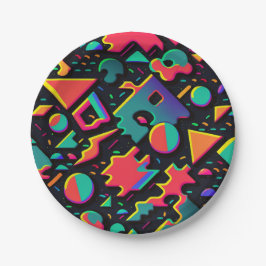 抽象芸術レトロ80s 90sテーマパーティープレート ペーパープレート
