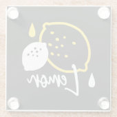 抽象芸術レモンイラストレーションフレッシュシトラスアート ガラスコースター (裏面)