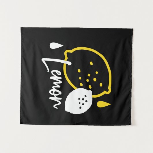 抽象芸術レモンイラストレーションフレッシュシトラスアート タペストリー (正面(横))