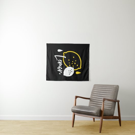 抽象芸術レモンイラストレーションフレッシュシトラスアート タペストリー (インサイチュ(横))