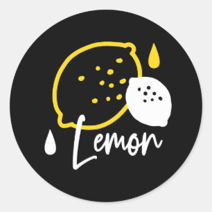 抽象芸術レモンイラストレーションフレッシュシトラスアート ラウンドシール