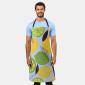 抽象芸術レモンライムシトラスパターンプリント エプロン (着用した状態)