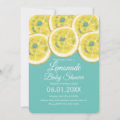 抽象芸術レモン柑橘類レモネードピンク赤ちゃんシャワー 招待状 (正面)