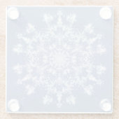 抽象芸術レースのようのブルーバックグラウンドでのフラクタル雪片 ガラスコースター (裏面)