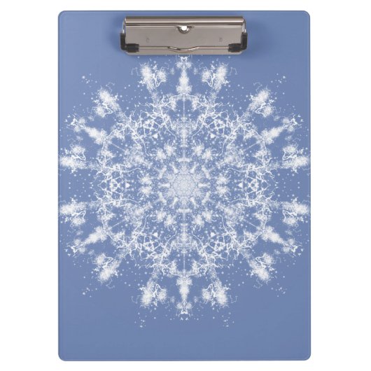 抽象芸術レースのようのブルーバックグラウンドでのフラクタル雪片 クリップボード (正面)