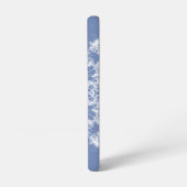 抽象芸術レースのようのブルーバックグラウンドでのフラクタル雪片 SAMSUNG GALAXYケース (左側面)