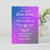 抽象芸術レースのようアートワーク紫ピンクブライダルシャワー 招待状 (スタンド正面)