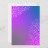 抽象芸術レースのようアートワーク紫ピンクブライダルシャワー 招待状 (裏面)