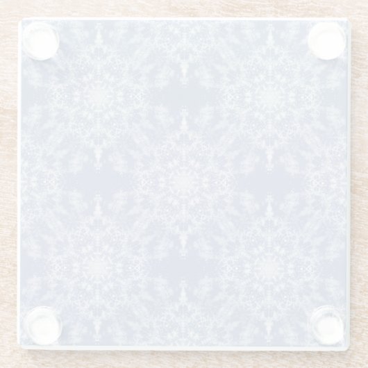 抽象芸術レースのようフラクタル雪片パターン（青） ガラスコースター (裏面)