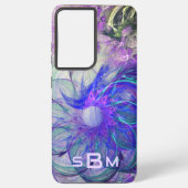 抽象芸術レースのようフラワーパープルブルーカスタムアート SAMSUNG GALAXYケース (裏面)