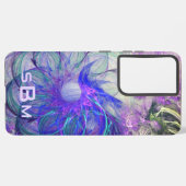 抽象芸術レースのようフラワーパープルブルーカスタムアート SAMSUNG GALAXYケース (左側面)