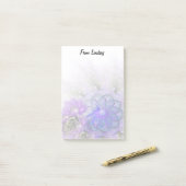 抽象芸術レースのようフローラデザインパープルブルーカスタム ポストイット (デスク上)